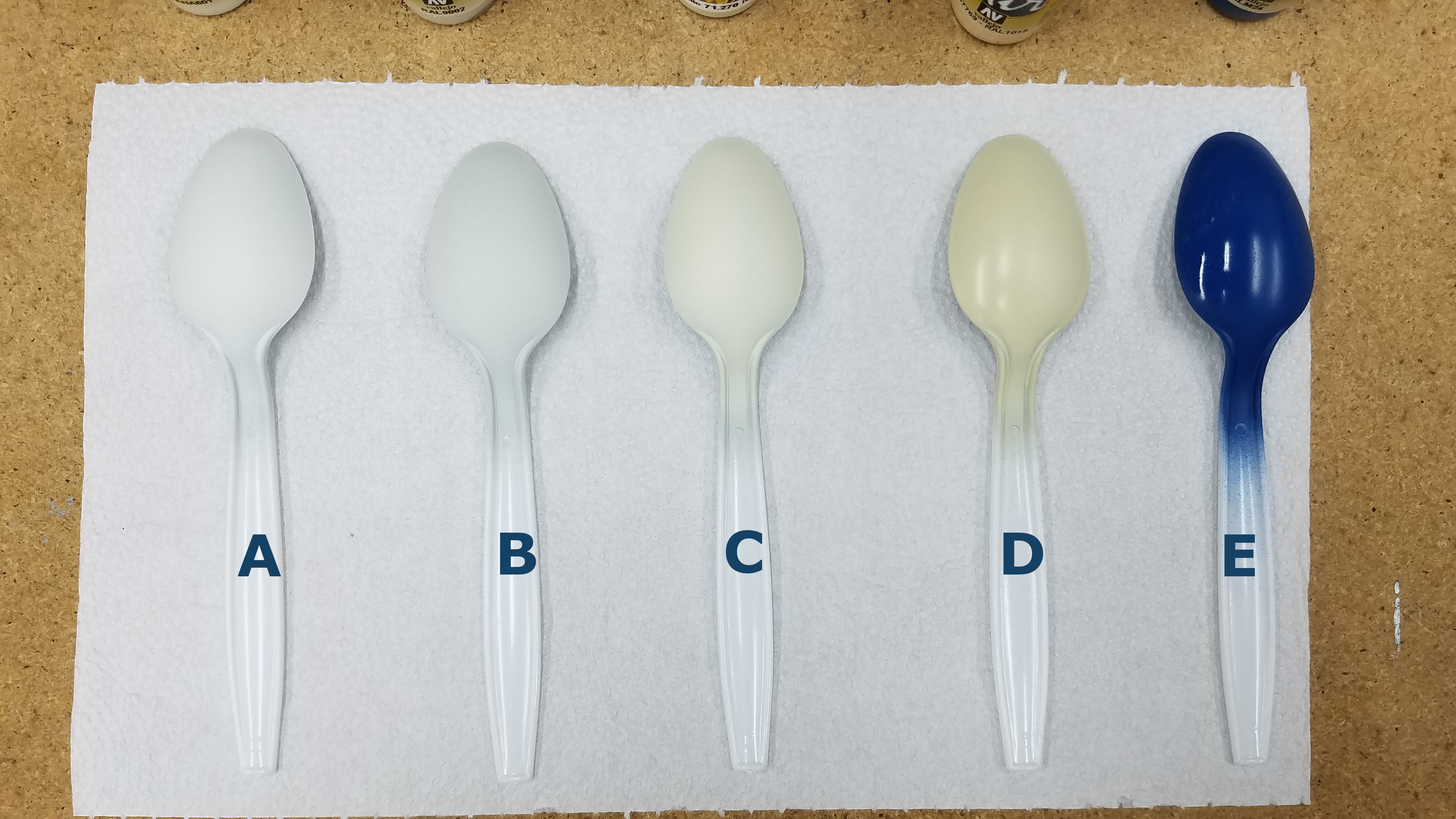 Test spoons for body colors.