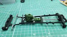 Side view of engine with drive shaft installed in the framed