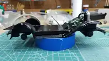 Right side view of Fender-Frame Floor pan, radiator, radiator hose, front suspension, luggage carrier, rear bumper and shifter installe