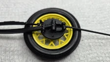 Front suspension and steering rod installed on one wheel