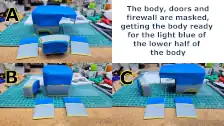 Body parts are masked for the application of the light blue color