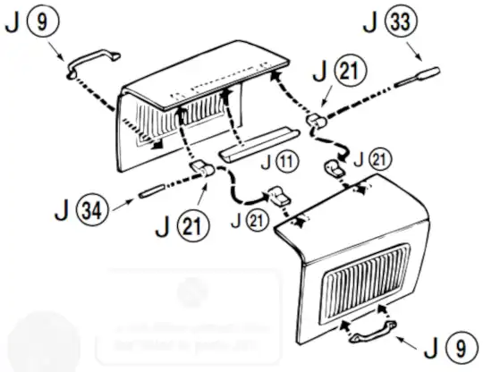 Instruction step 25 - Engine shroud center hinge