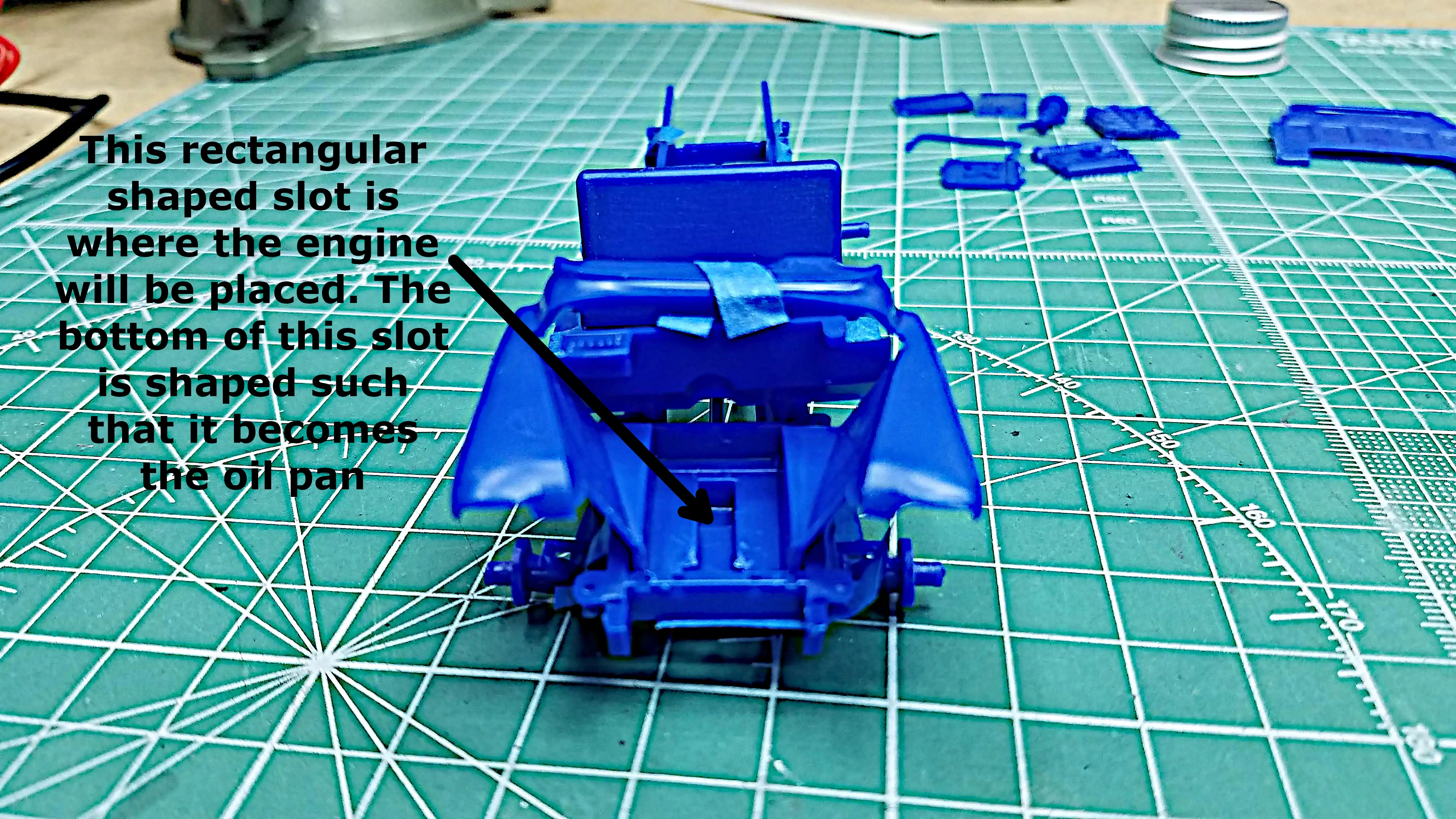 Front view of dry fitting frame components