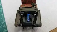 Front view of installed engine and radiator