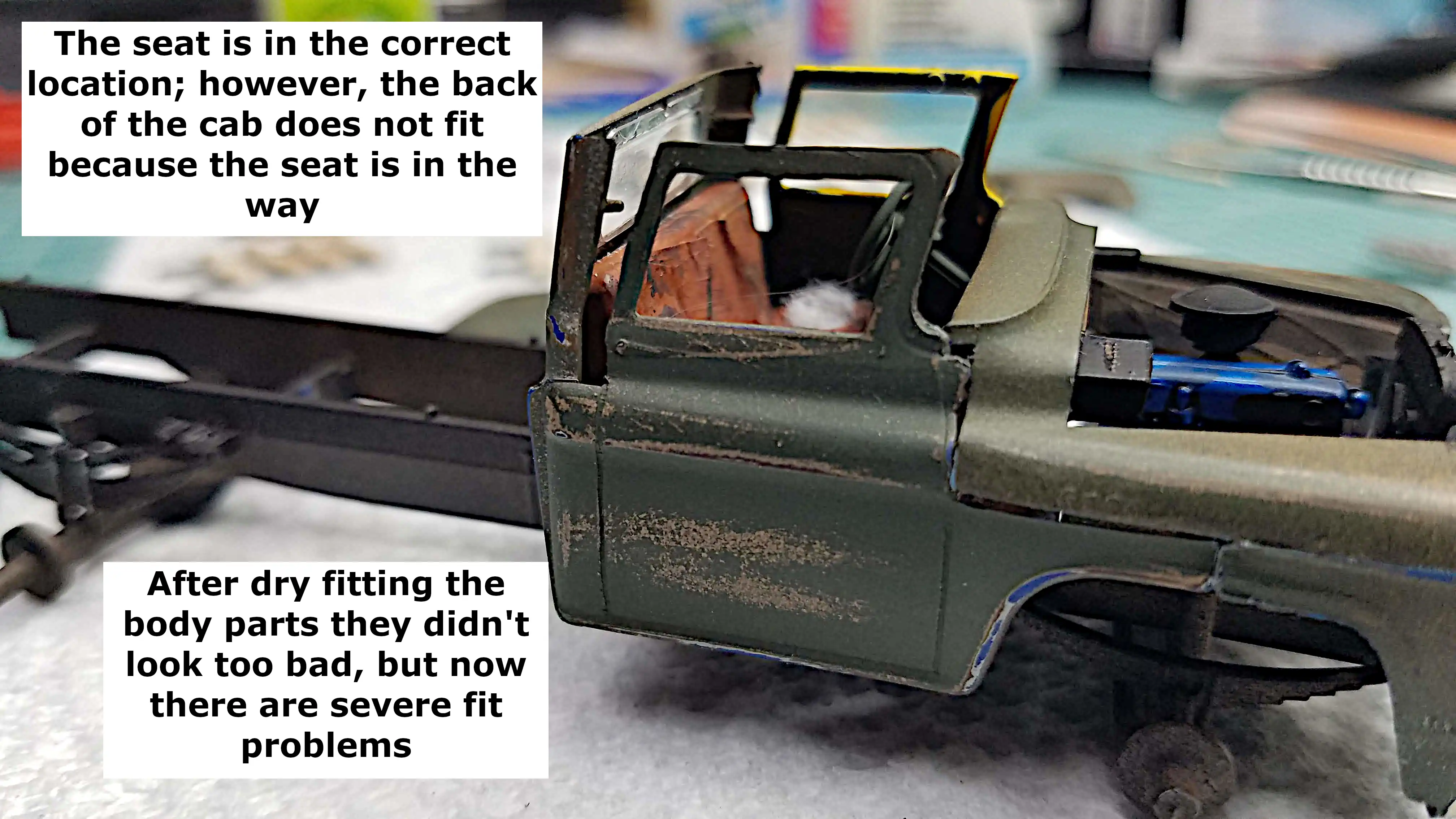 Back of the cab does not fit