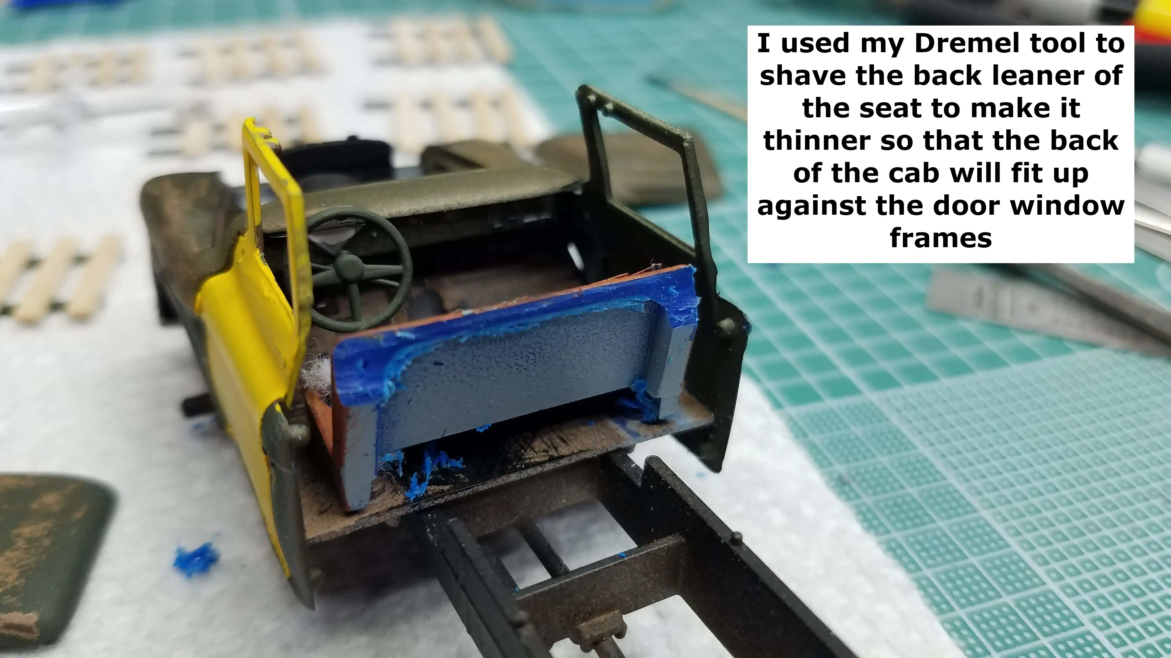 Ground the back of the seat thinner