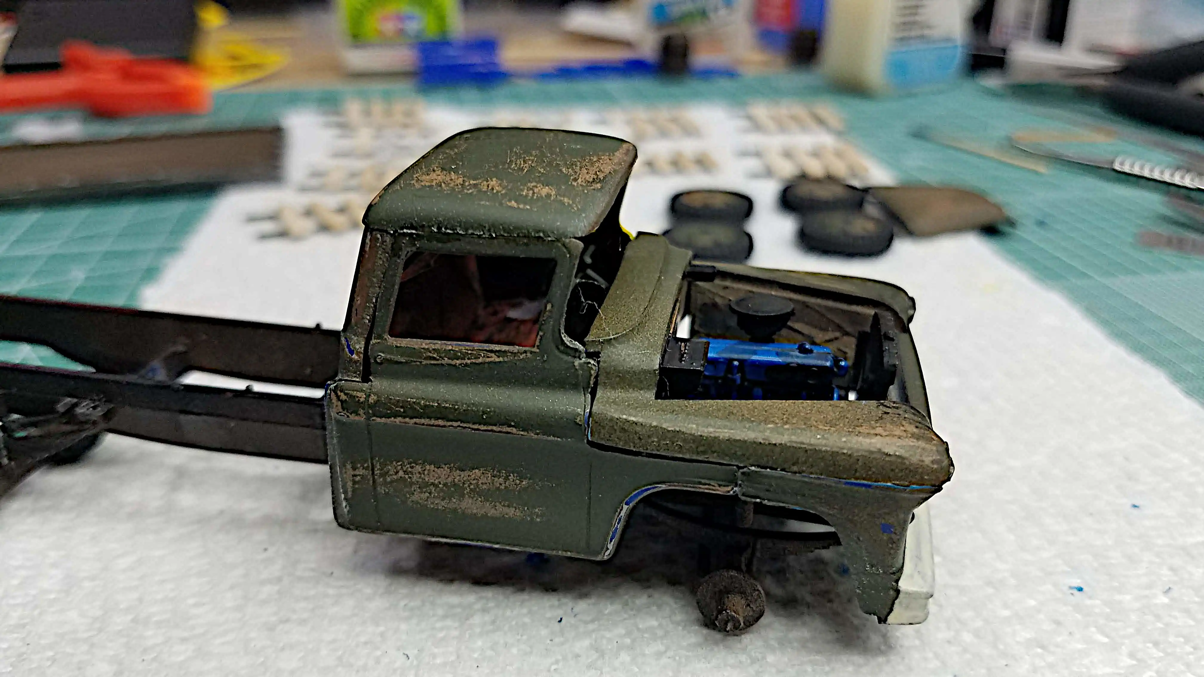 Cab roof is in place