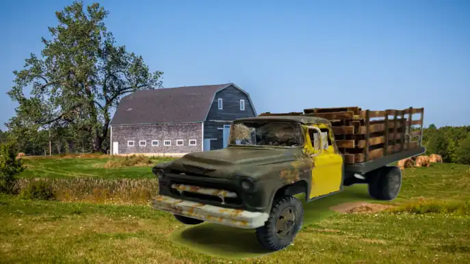 1955 Chevy 2-Ton Stake Body on the Farm - Click image to view the photo journal