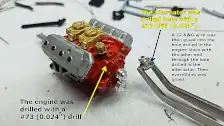 Water pump and alternator pulley mounted and engine drilled to mount alternator