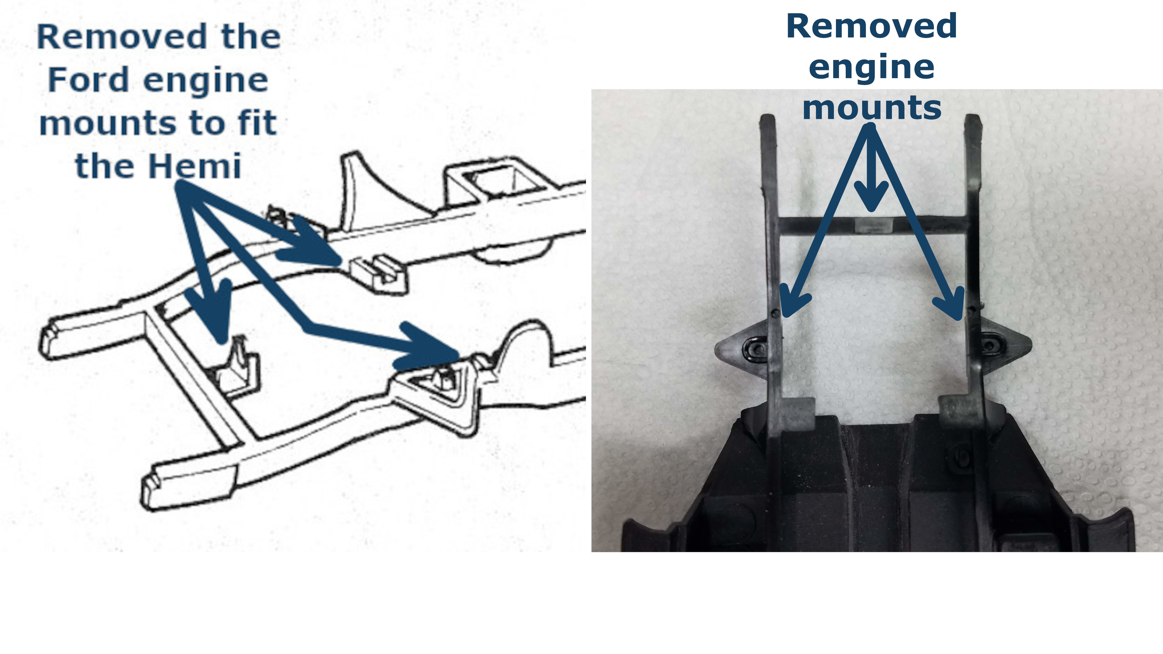 Ford engine motor mounts had to be removed from the frame