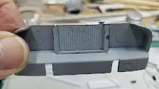 Scratch built radiator fits perfectly in the opening, front view