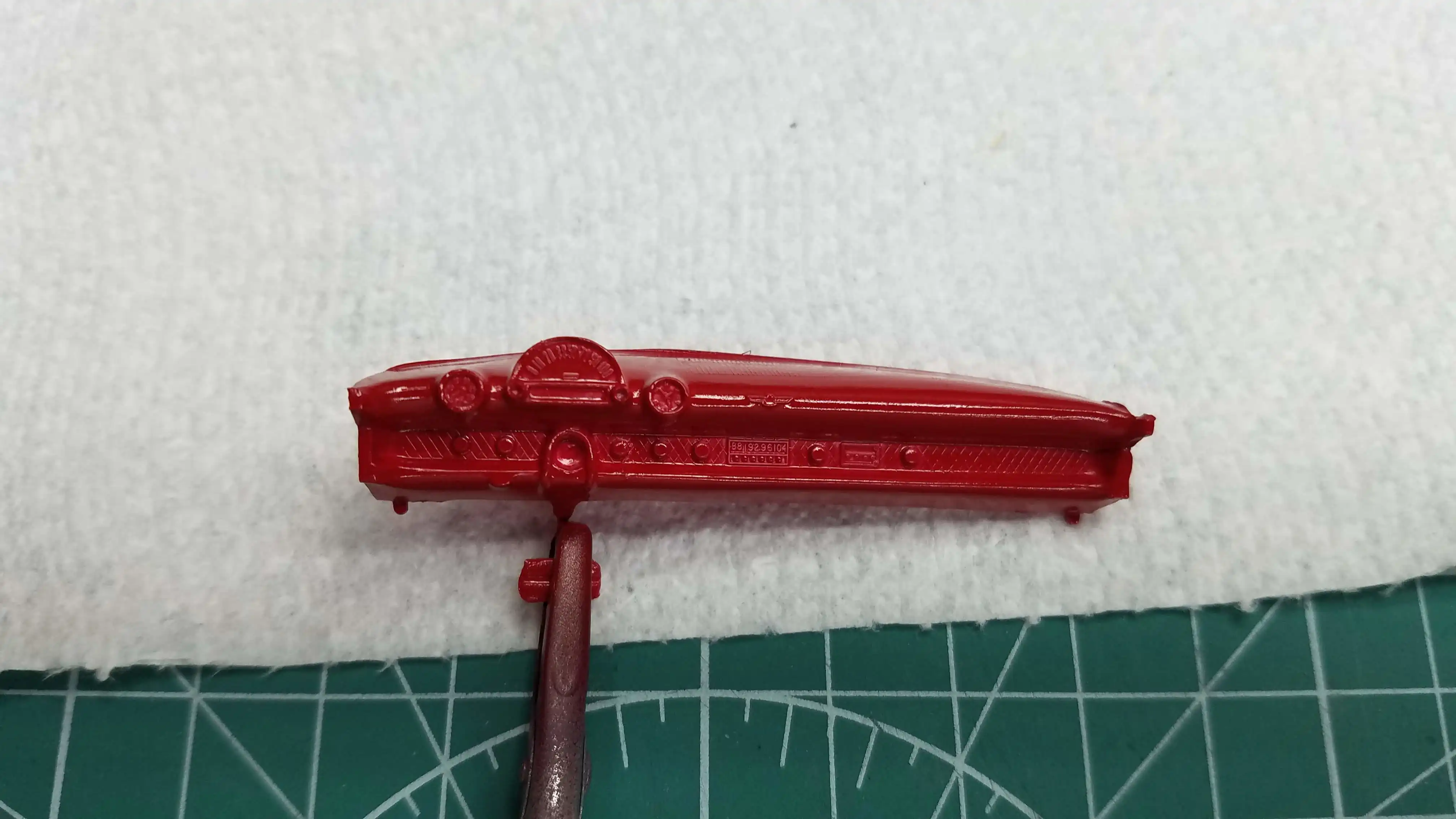 Dashboard is painted red and still needs to be detailed