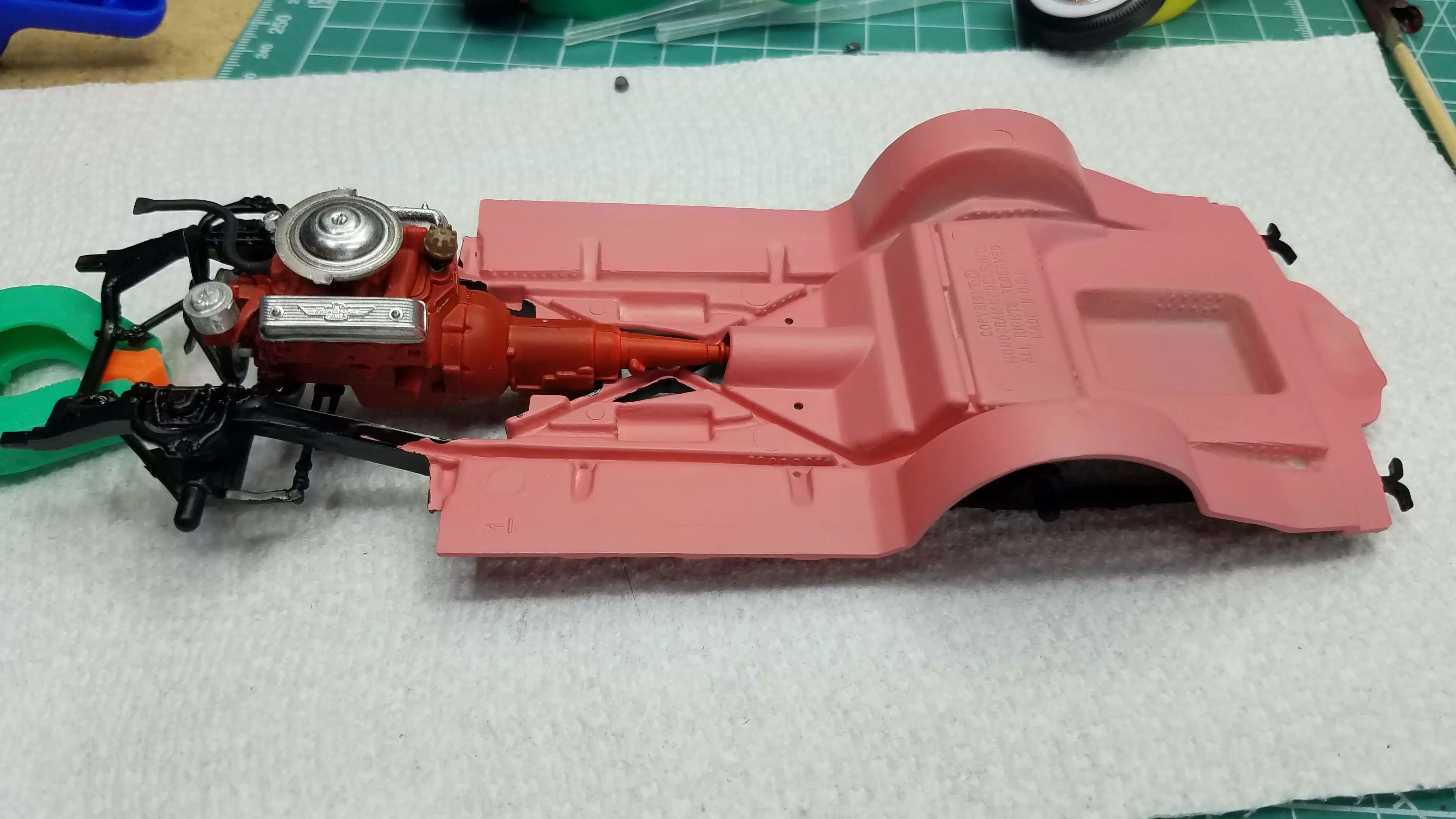 Dry fitting the engine to the frame