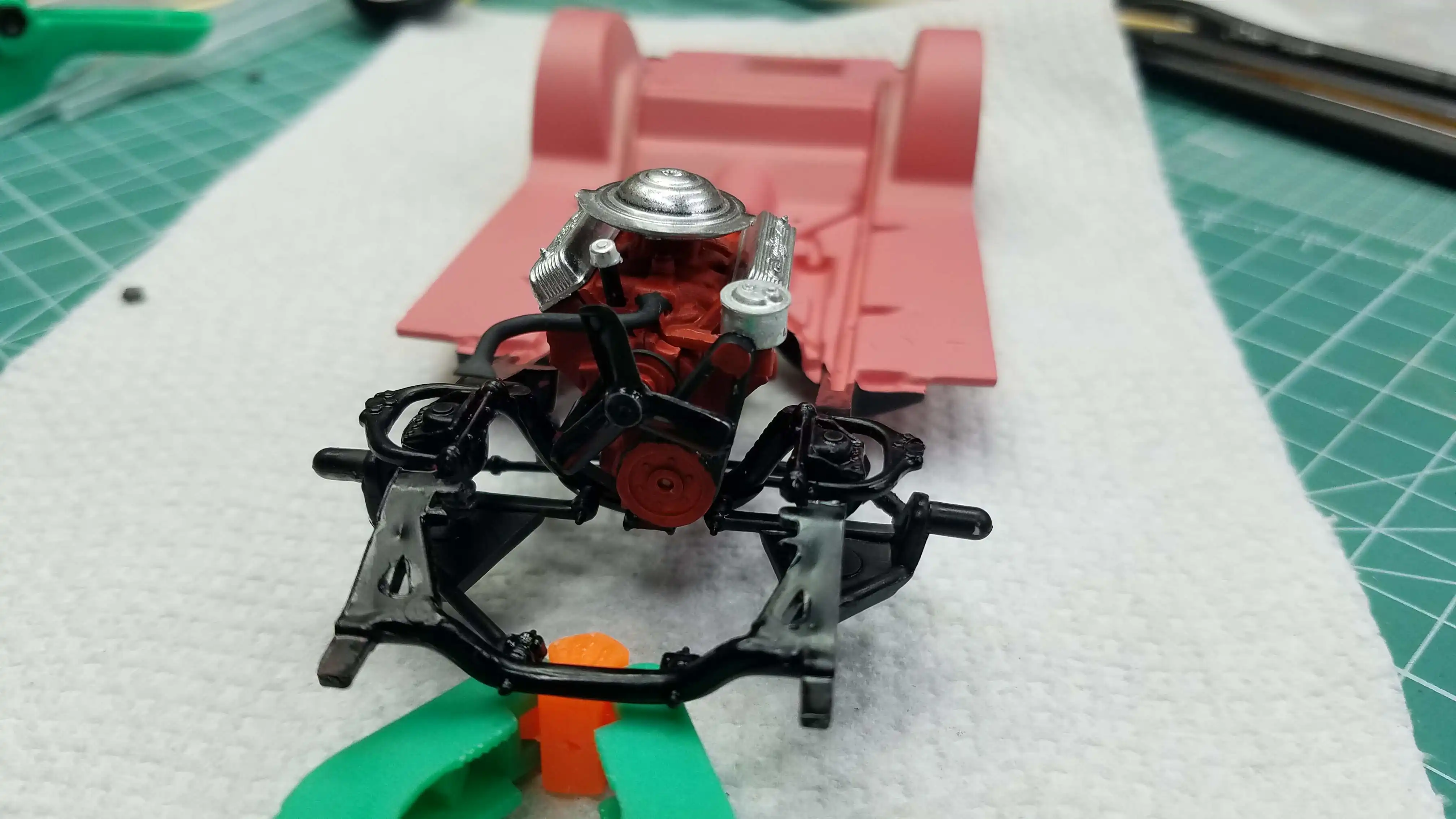 Dry fitting the engine to the frame