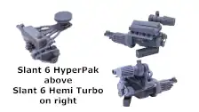 Two different Slant 6, 3D printed engines