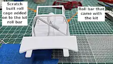 Scratch built roll cage on floor pan, back view