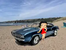 1969 Camaro with on the beach with Betty Boop