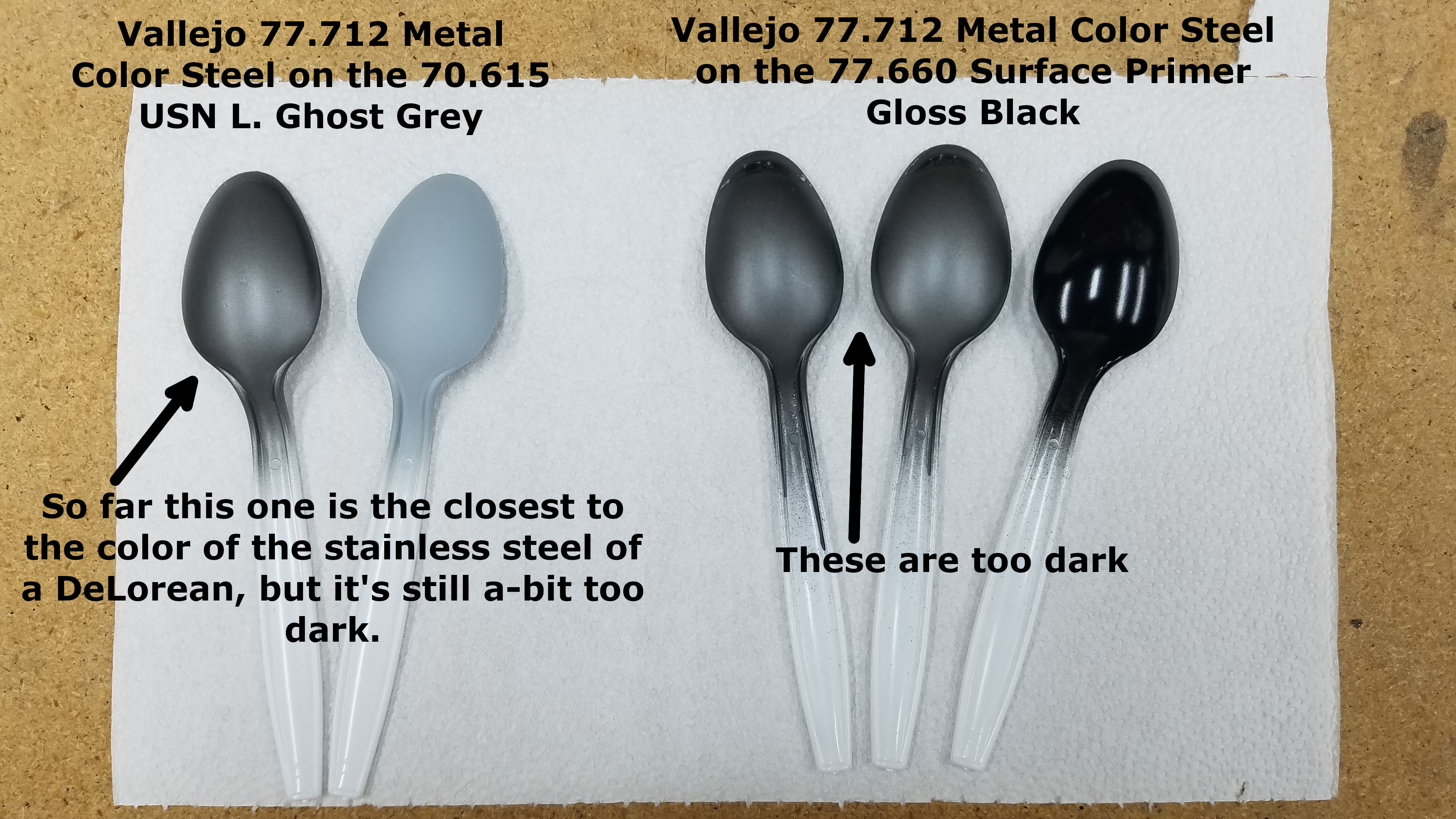 Testing Vallejo Metal Color on different color primers