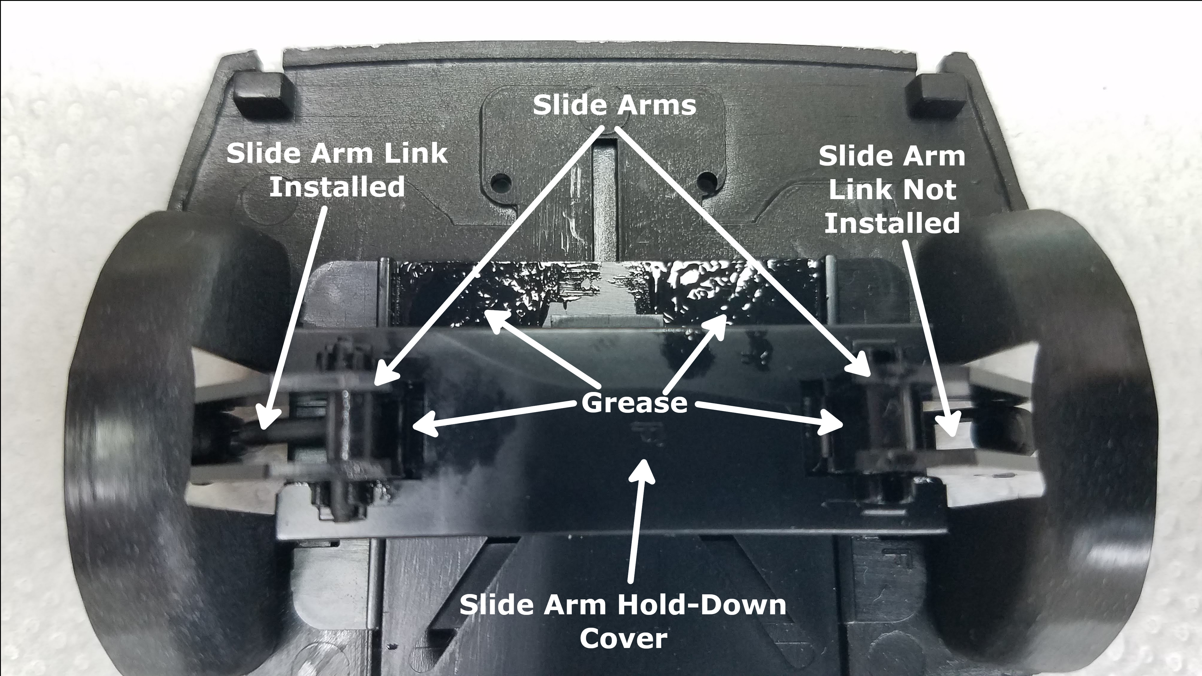 Wheels slide arms cover and grease