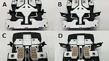 Photos showing slide arms in driving and flying positions