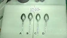 Test spoons of Vallejo Metal Colors on different primers