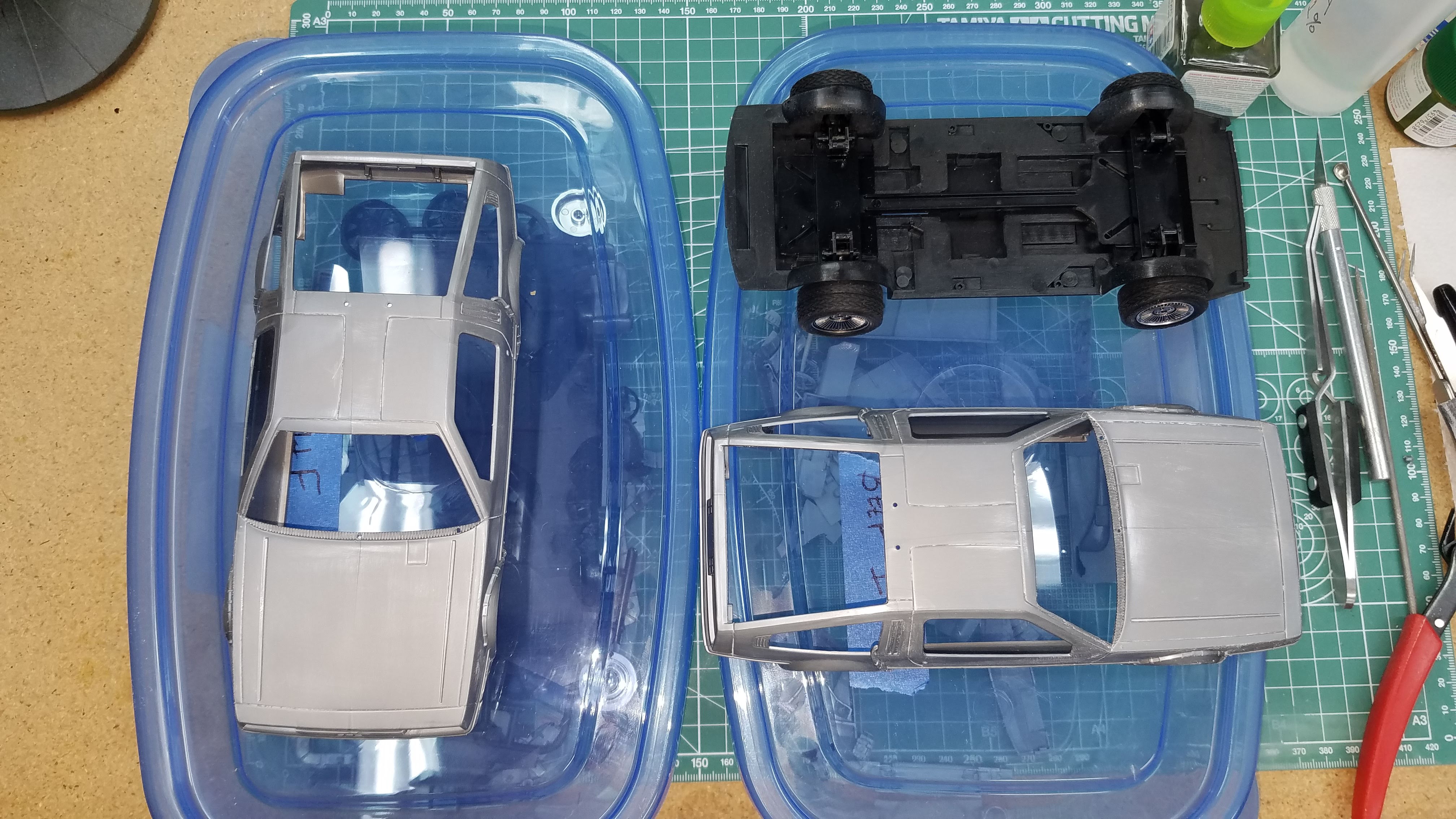 Back to Future I & III kit parts separated
