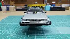 Back to the Future II DeLorean with wheels in flying position, front view