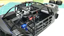 Dashboard is detailed, steering wheel and rear view mirror installed